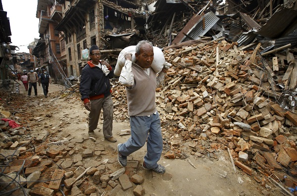 A man carrying goods in Nepal