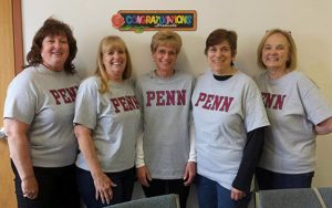 K-2 teachers from Our Lady of Hope Regional School in Blackwood celebrate their collaborative experience with the Penn Literacy Network. Pictured from left are Terry McDonald, MaryAnn Kiessling, Dottie Kantner, Paula Iacone and Rose McNally.